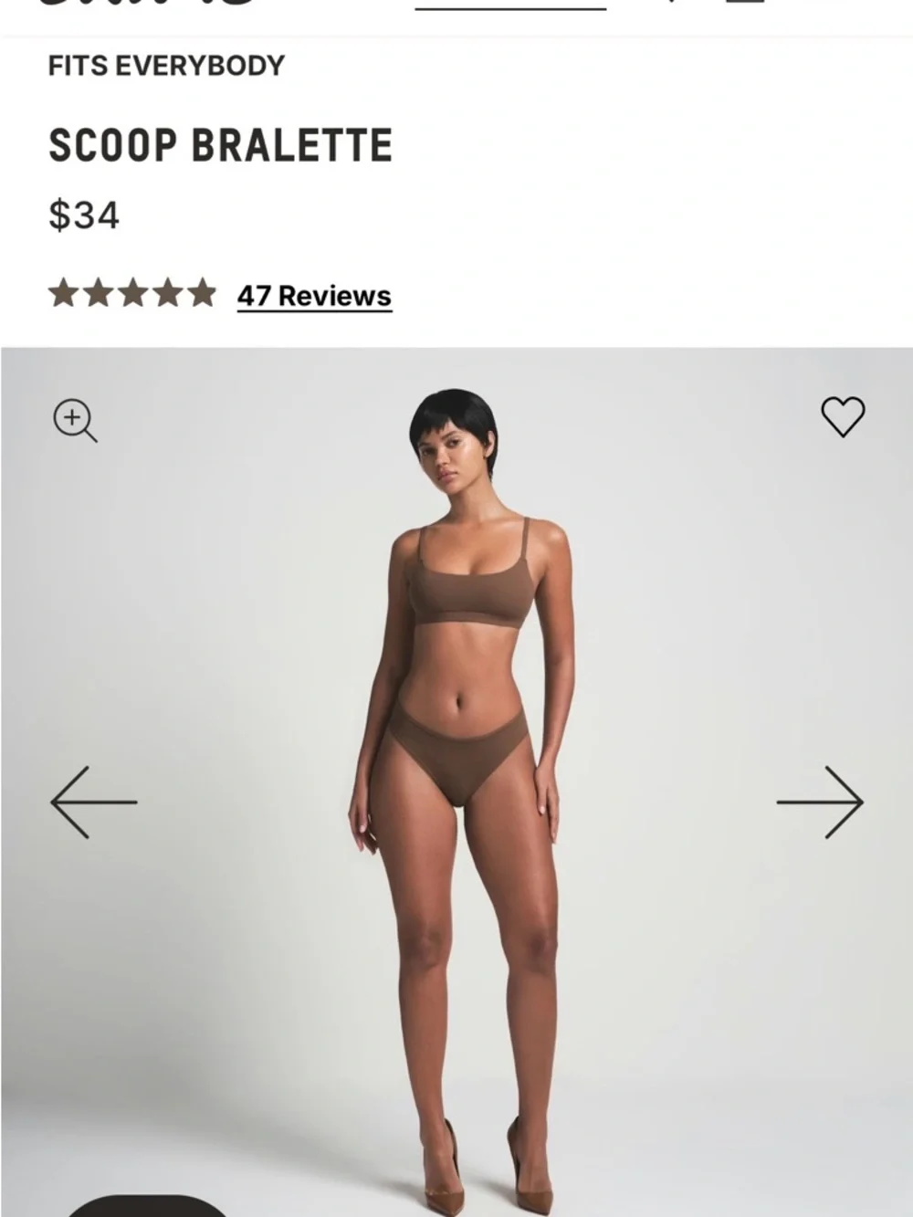 SKIMS Fits Everybody Scoop Bralette - Onyx (Black) - XS - NWT - Picture 2 of 4